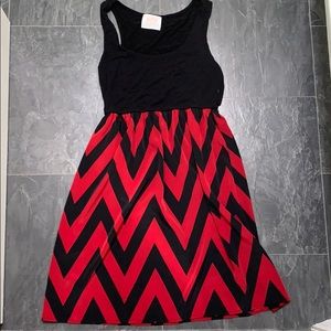 Small black and red chevron game day dress